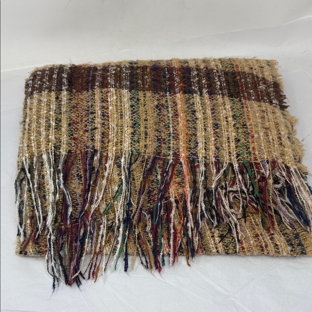 Macchia Di Ruggine knit Fringe Scarf wrap neutral browns fall colors